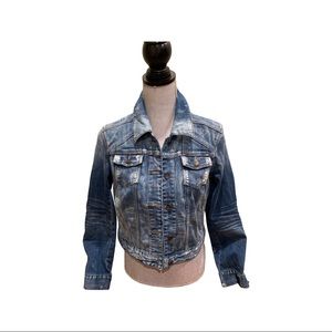 Express, distressed denim jacket